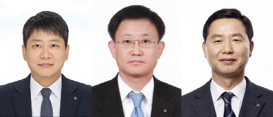 김동명 부사장(자동차전지사업부장), 노국래 부사장(석유화학사업본부장), 차동석 부사장(좌측부터)